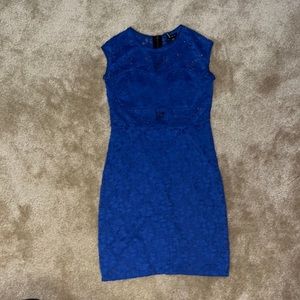 Lace Patterned Blue Dress